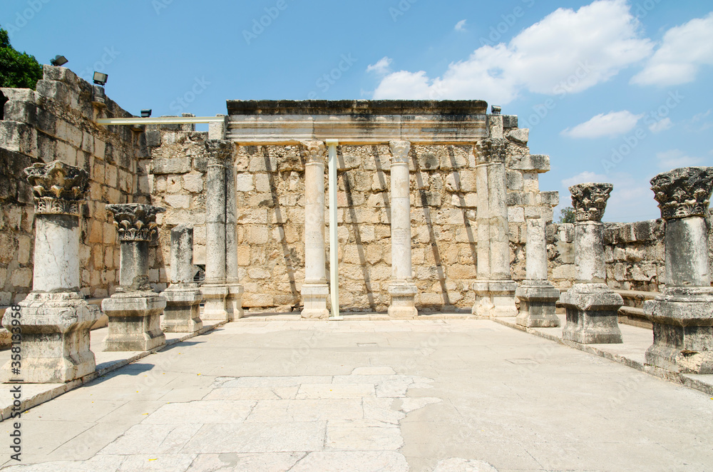 Synagogue ruins in Capernaum (Sea of Galilee, Israel)