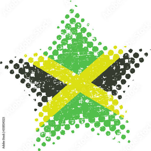 Jamaican star with grunge and halftone effects