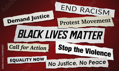Black Lives Matter Newspaper Headlines Protest Movement End Racial Violence 3d Illustration