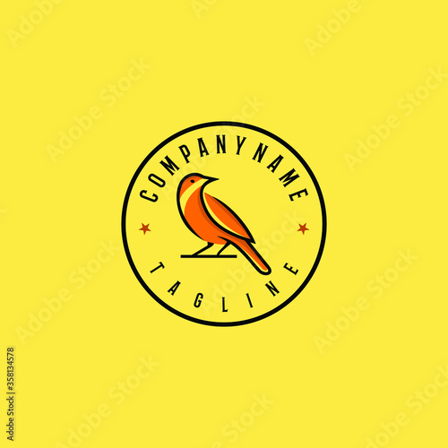 Awesome Oriole Bird With Circle Emblem Beauty Animal Element Fauna Illustration Design Vector Logo