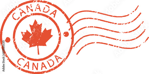 Red postal grunge stamp 'Canada'