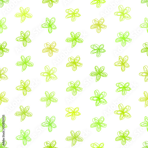 Seamless hand drawn green flower vector background