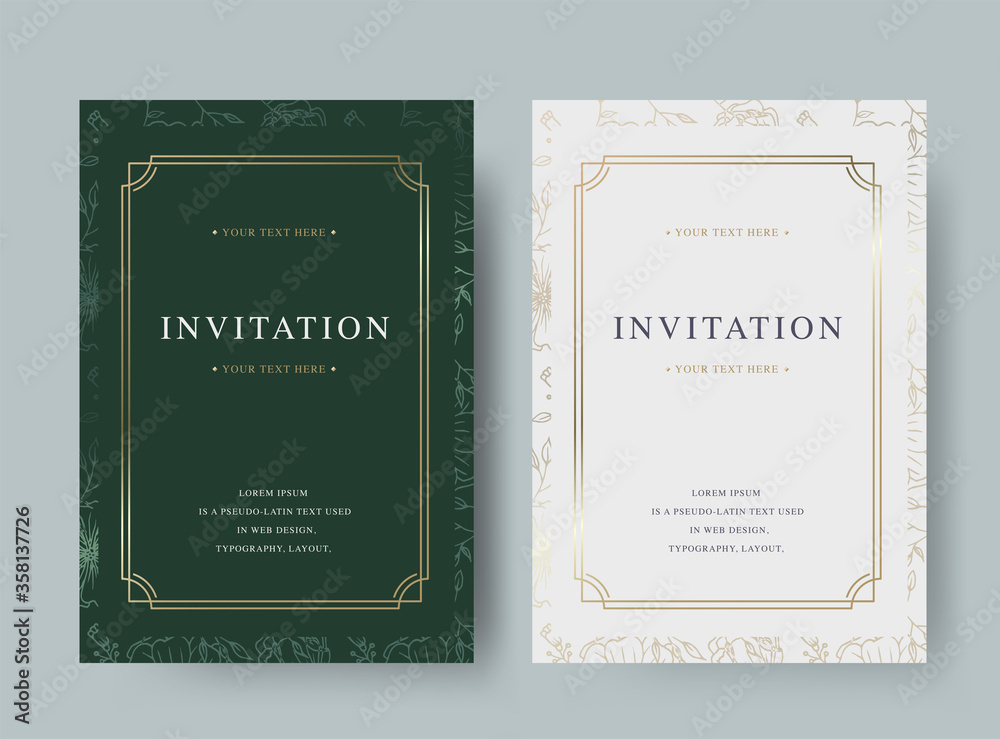 Vintage floral luxury vector invitation card template