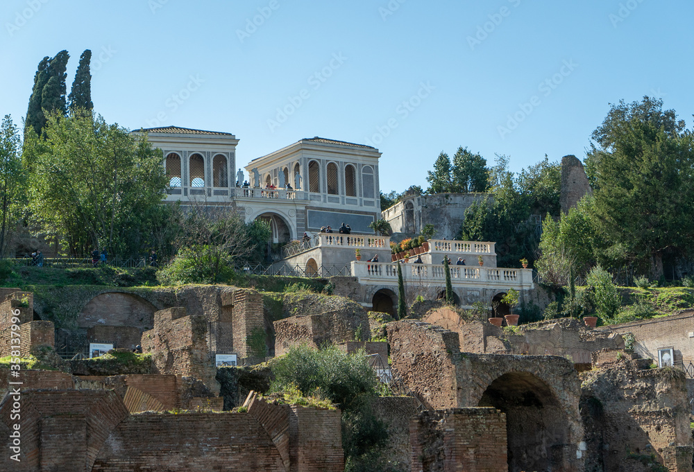 Obraz premium Palladian Hill in Rome. Both the old ancient remains and the newly built.