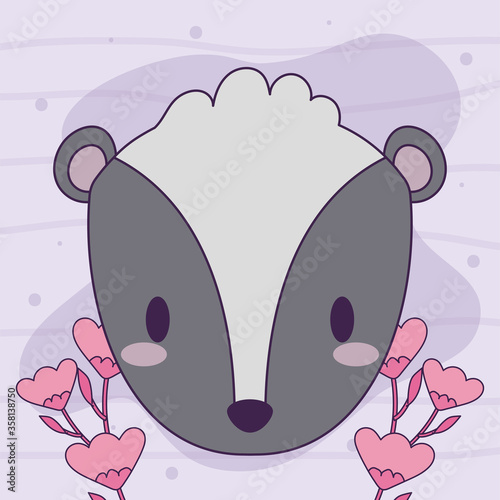 cute head skunk baby animal kawaii
