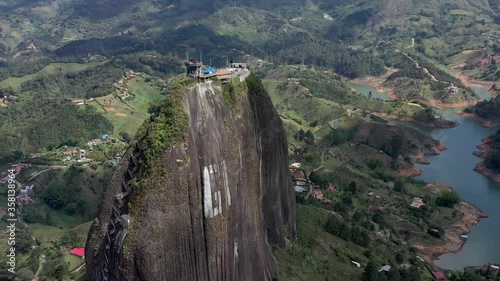 Piedra del Peñol in Guatapé Colombia - Beautiful aerial drone video.