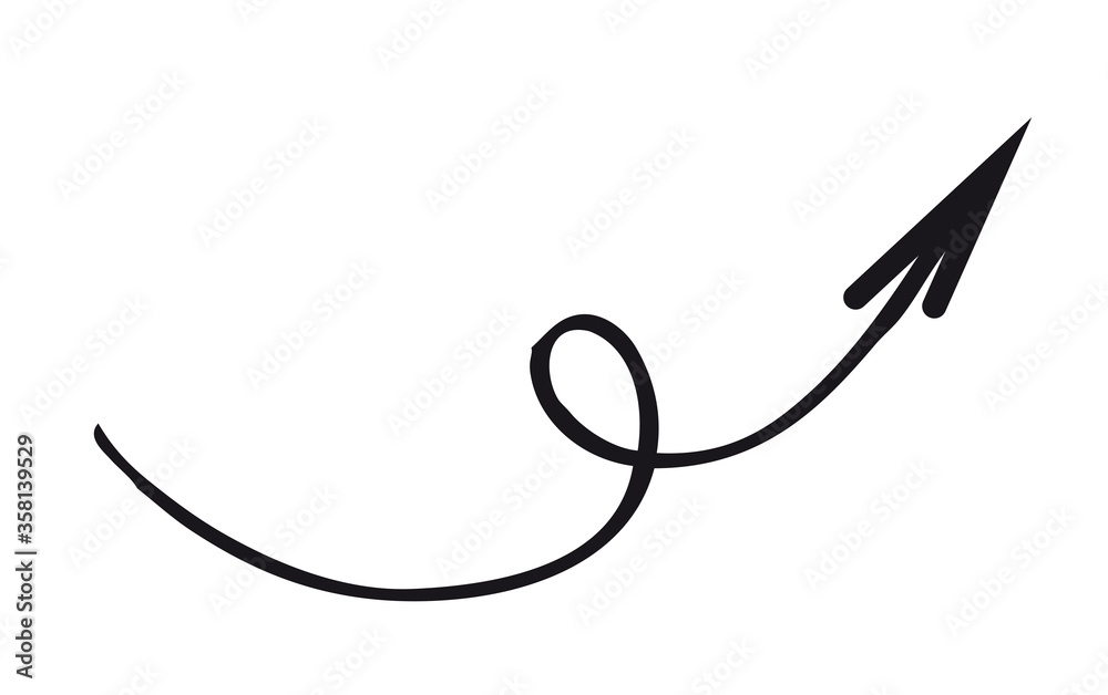 Arrow in hand drawn style. Doodle illustration. Arrow in hand drawn style. Doodle illustration.