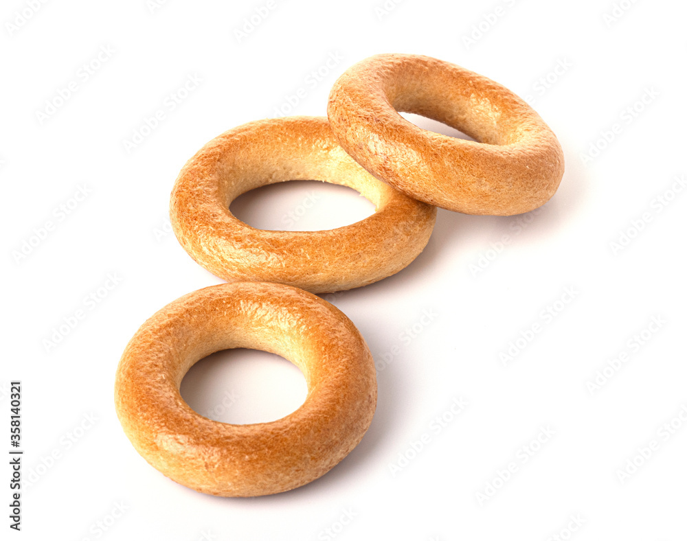 small round bagels isolated on a white background small round bagels isolated on a white background