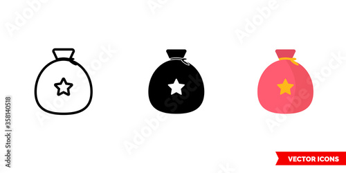 Gift bag icon of 3 types. Isolated vector sign symbol.