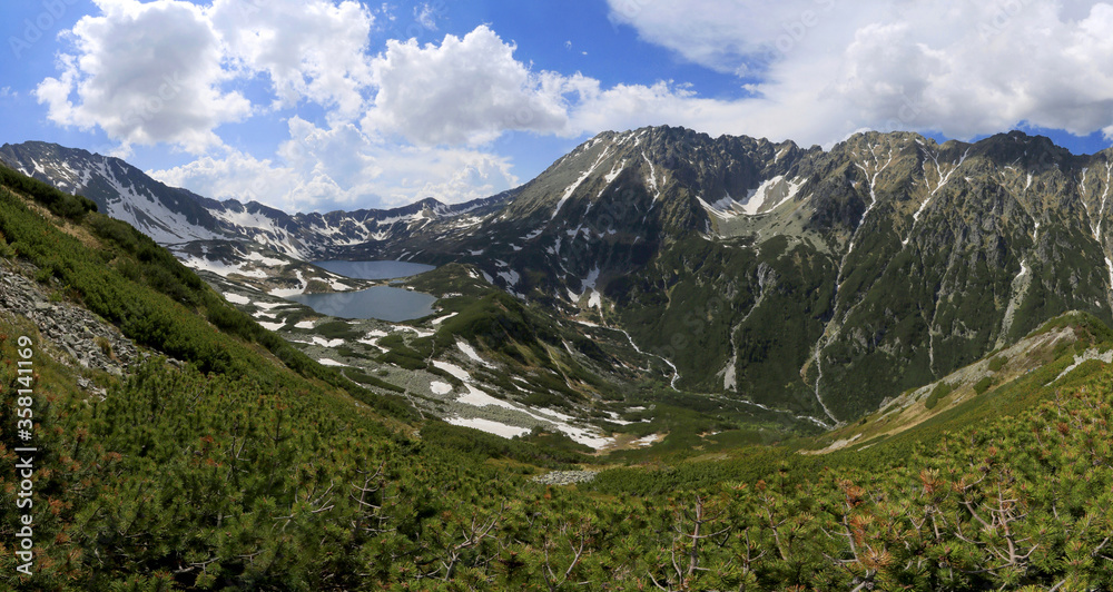 Panorama of the Tatra Mountains, Valley of Five Polish Lakes, Roztoka Valley, Kozi Wierch, Poland