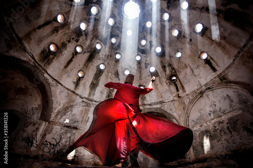 Colored Whirling Dervishes or Whirling Dervishes ,sufi semazen Mevlana photo