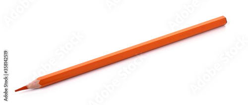 orange colored pencil isolated on white background