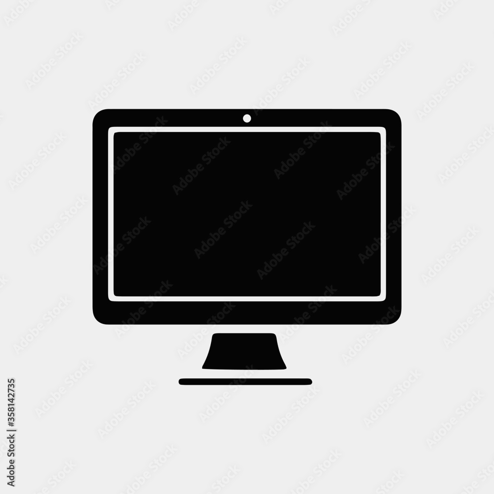Computer Screen With Black Icon and White Background Computer Screen With Black Icon and White Background
