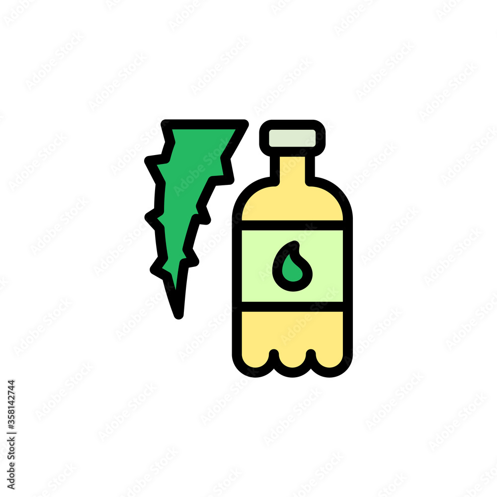 Bottle aloe vera icon. Simple color with outline vector elements of healing plant icons for ui and ux, website or mobile application Bottle aloe vera icon. Simple color with outline vector elements of healing plant icons for ui and ux, website or mobile application