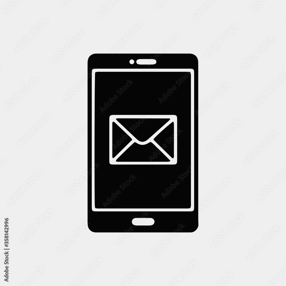 Smart Phone mail Screen With Black Icon and White Background Smart Phone mail Screen With Black Icon and White Background