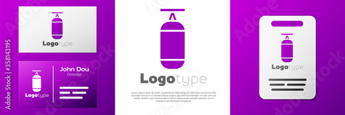 Logotype Punching bag icon isolated on white background. Logo design template element. Vector Illustration
