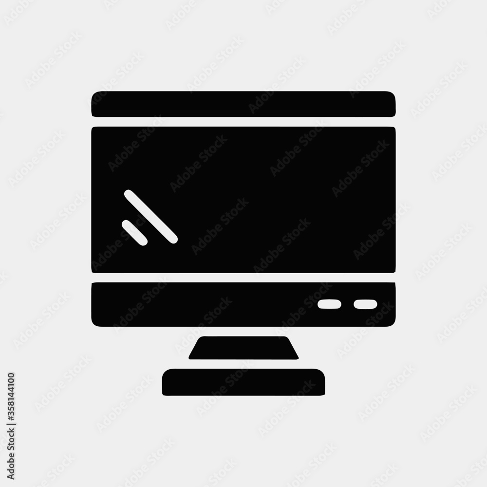 Computer Screen With Black Icon and White Background Computer Screen With Black Icon and White Background