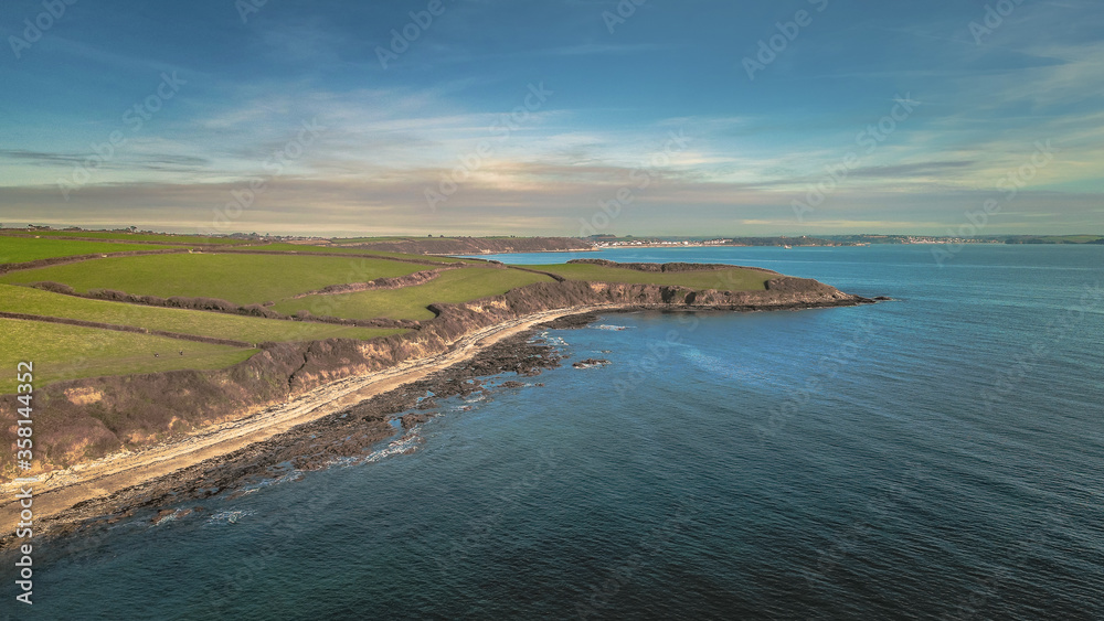 Fototapeta premium Prisk Cove, Cornwall, Aerial, Drone shot