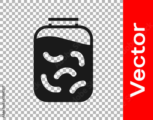 Black Pickled cucumbers in a jar icon isolated on transparent background. Vector Illustration