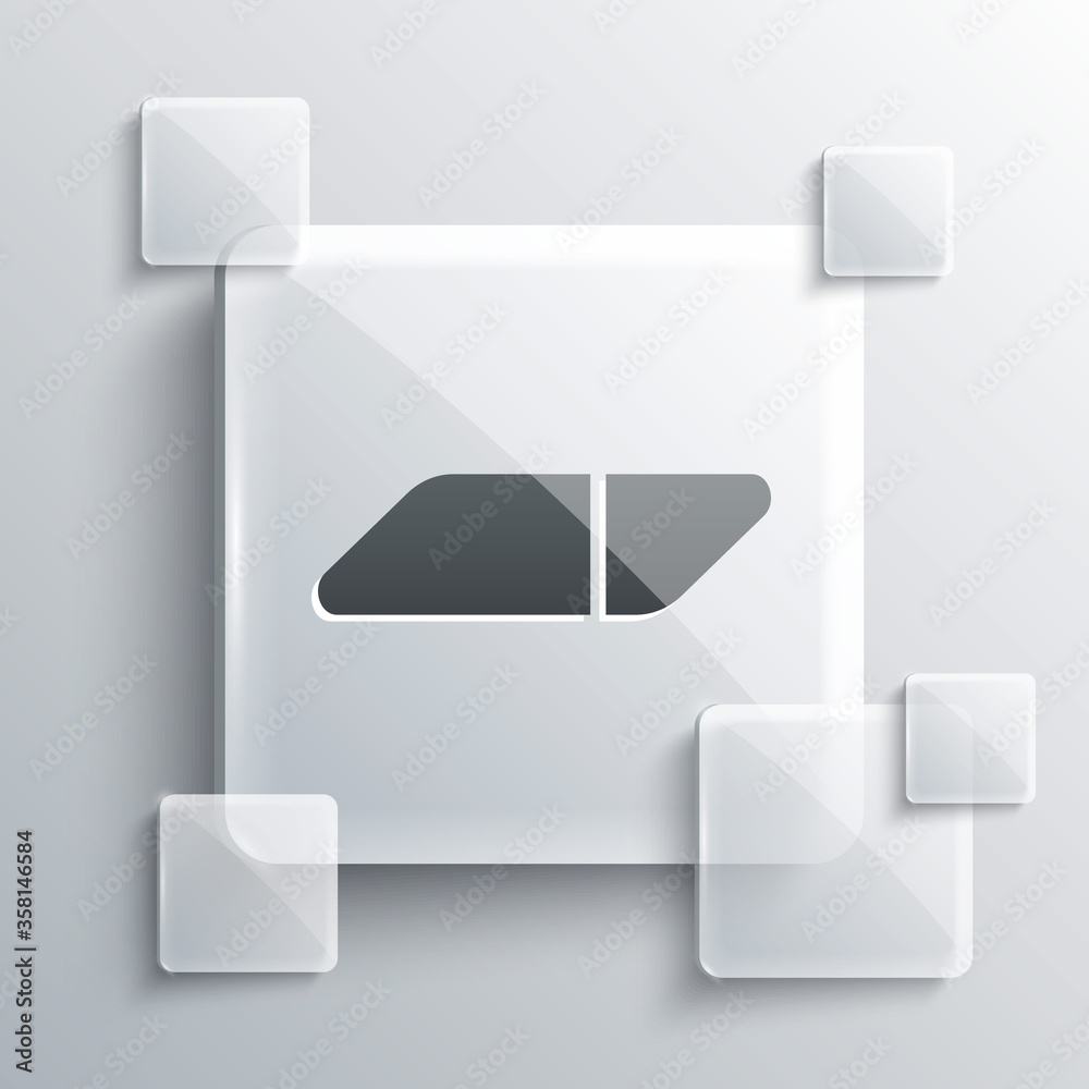 Grey Eraser or rubber icon isolated on grey background. Square glass panels. Vector Illustration Grey Eraser or rubber icon isolated on grey background. Square glass panels. Vector Illustration