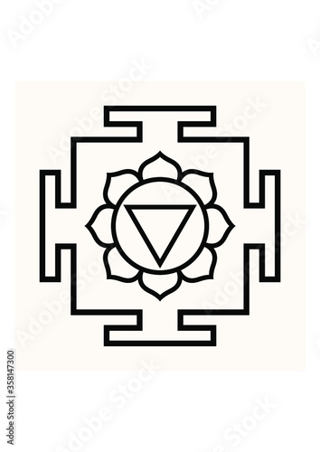 Goddess Tara Yantra in black and white