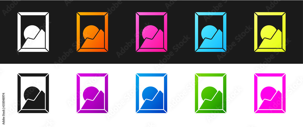 Set Picture landscape icon isolated on black and white background. Vector Illustration Set Picture landscape icon isolated on black and white background. Vector Illustration