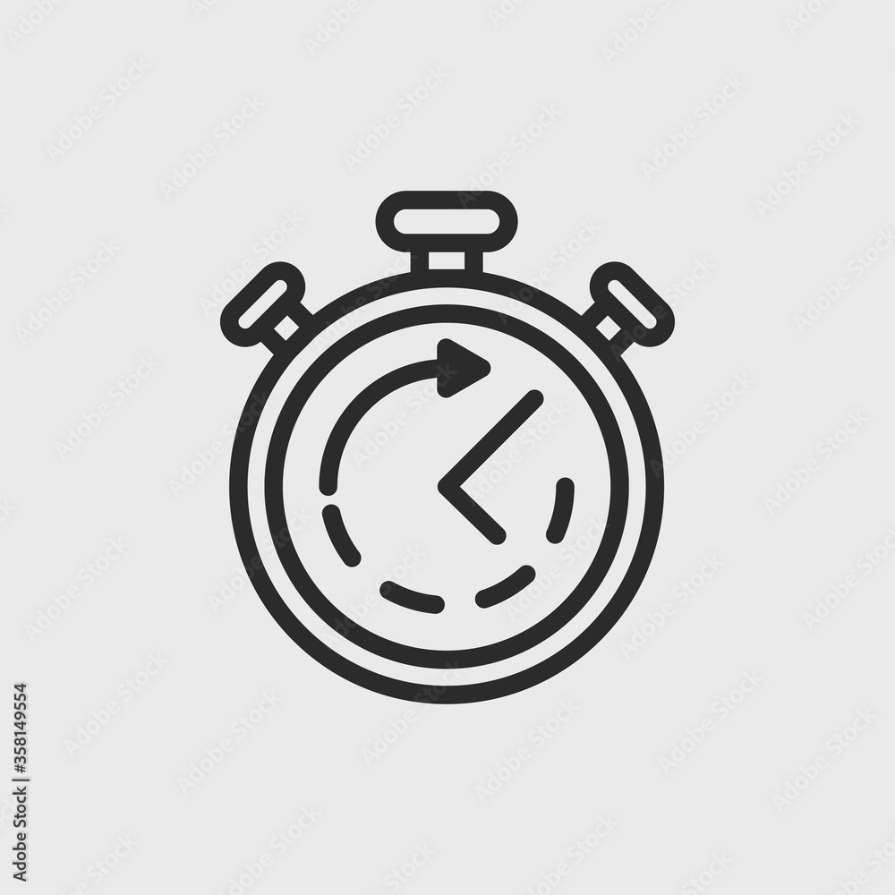 Timer simple outline icon. Fast service, Time Management, Deadline concept. Stopwatch icon in motion isolated on white background. Vector illustration Timer simple outline icon. Fast service, Time Management, Deadline concept. Stopwatch icon in motion isolated on white background. Vector illustration