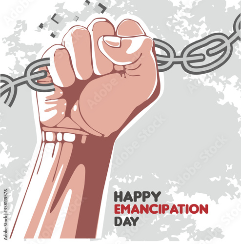 emancipation day, freedom day, vector illustration of a hand breaking chain, Juneteenth Day, vector illustration.