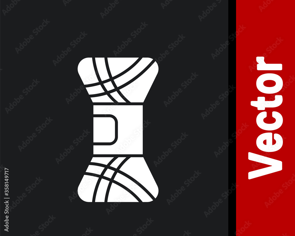 White Yarn icon isolated on black background. Label for hand made, knitting or tailor shop. Vector Illustration White Yarn icon isolated on black background. Label for hand made, knitting or tailor shop. Vector Illustration