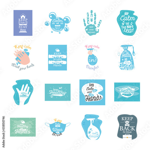 set icons for coronavirus prevention, stay healthy