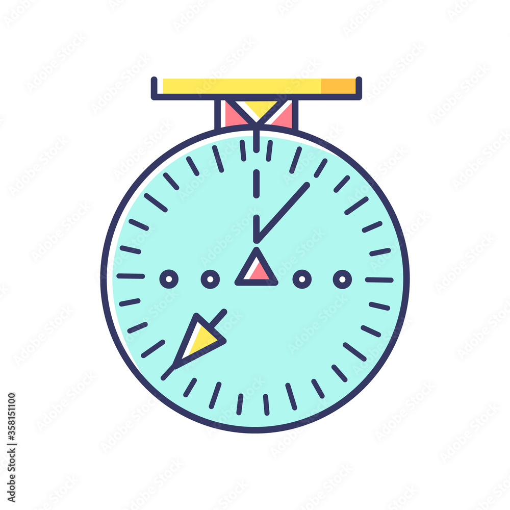 Aeronautical navigational radar RGB color icon. Modern navigation technology for aircrafts.. Radio frequency scanner with indicators isolated vector illustration Aeronautical navigational radar RGB color icon. Modern navigation technology for aircrafts.. Radio frequency scanner with indicators isolated vector illustration