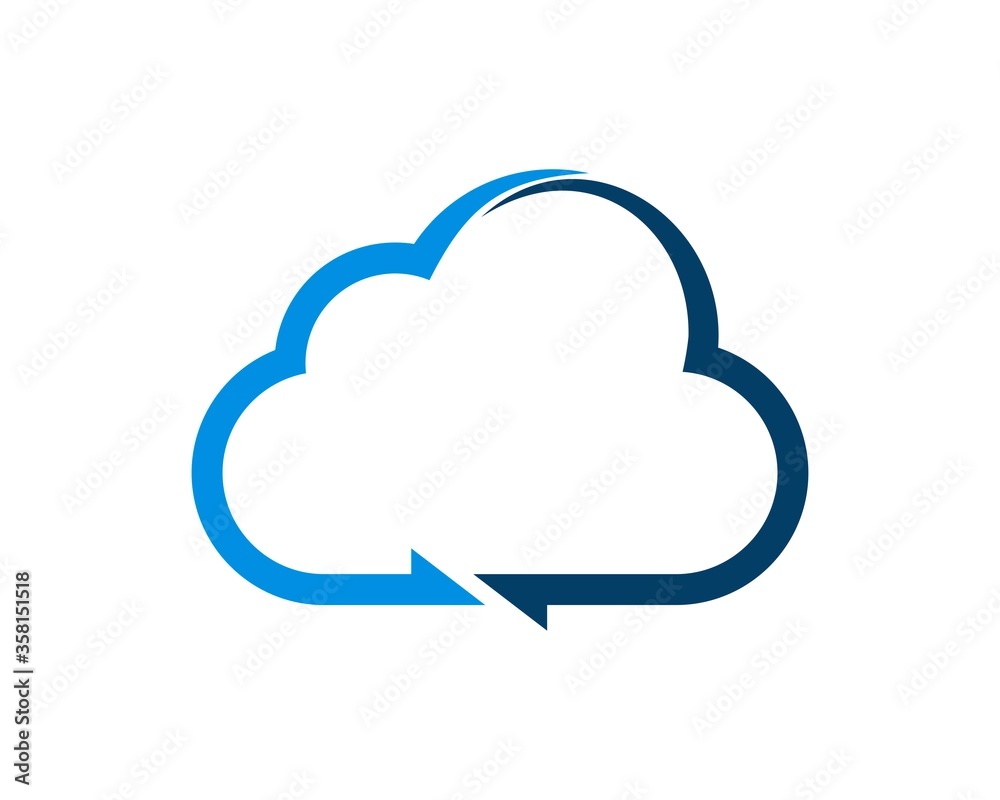 Cloud with blue arrow connection Cloud with blue arrow connection