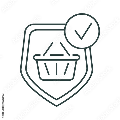 product protection with basket, line icon