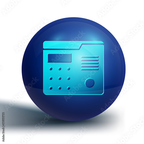 Blue House intercom system icon isolated on white background. Blue circle button. Vector Illustration