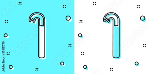 Black line Crowbar icon isolated on green and white background. Random dynamic shapes. Vector Illustration