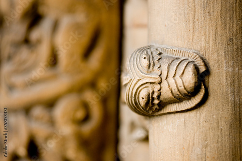 Original stone carvings around the west front door, Lincoln Cathedral, Lincoln, Lincolnshire, UK -August 2009 photo