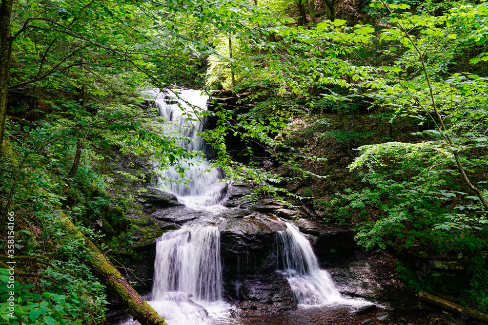 Beautiful waterfall at Rickett's Glen State Park in Pennsylvania. Beautiful waterfall at Rickett's Glen State Park in Pennsylvania.