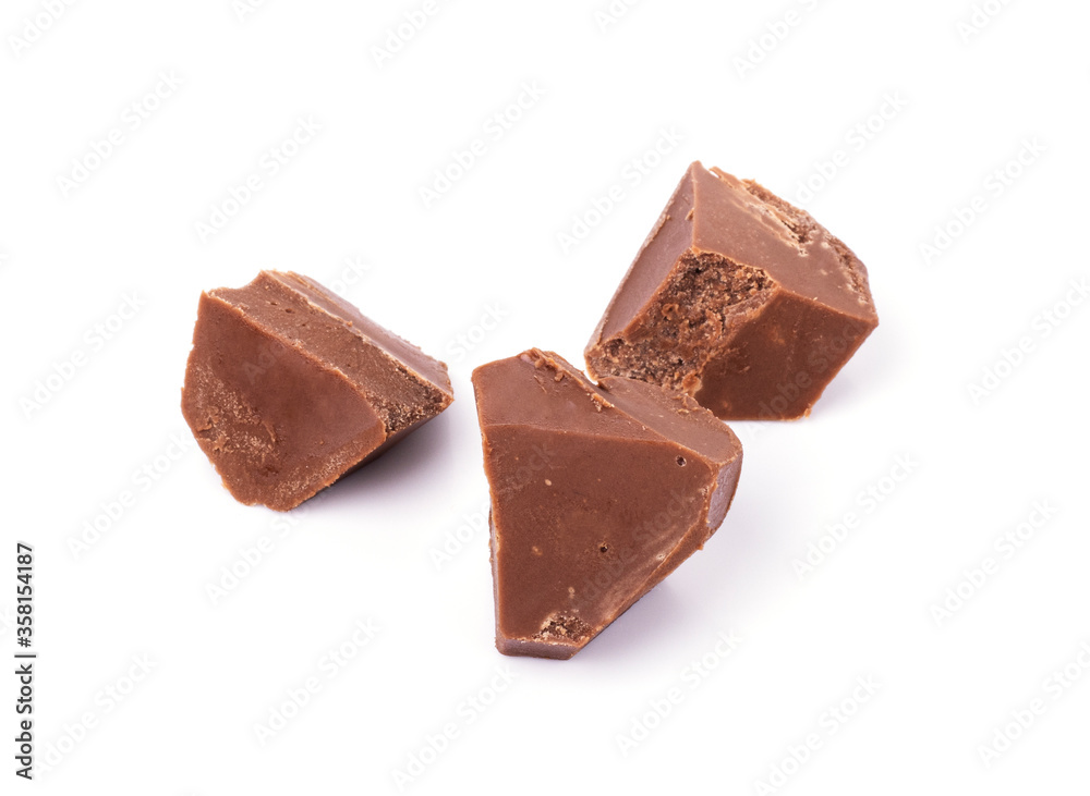 dark milk chocolate chips isolated on a white background dark milk chocolate chips isolated on a white background