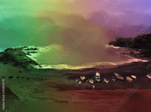 Black sand beach