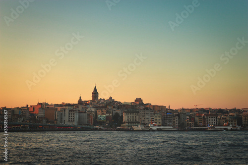 Colorful image formed by sunset in galata tower © Emre