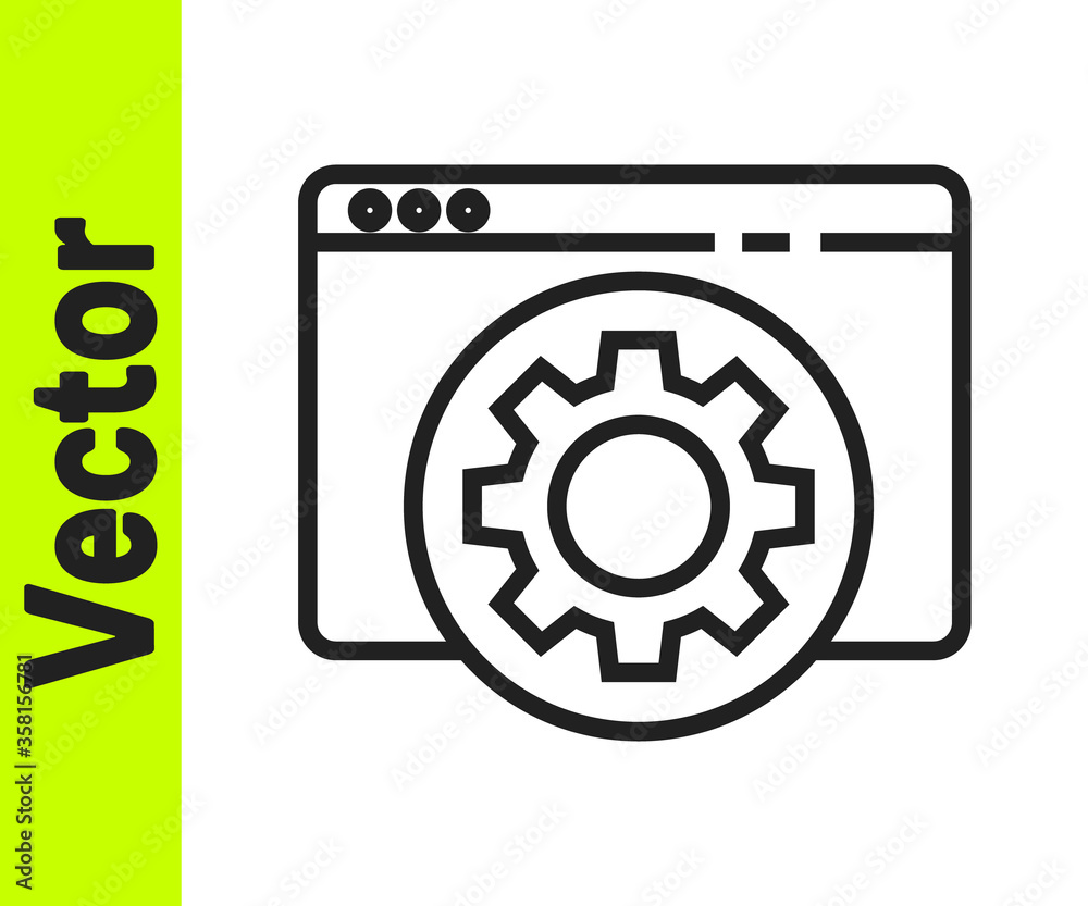 Black line Browser setting icon isolated on white background. Adjusting, service, maintenance, repair, fixing. Vector Illustration Black line Browser setting icon isolated on white background. Adjusting, service, maintenance, repair, fixing. Vector Illustration