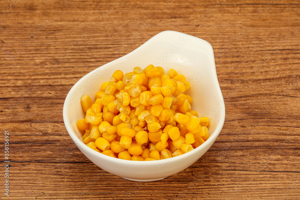 Sweet corn seeds in the bowl Sweet corn seeds in the bowl