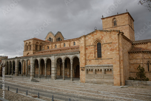 Basilica de San Vicente church in Ávila, Spain. It is one of the best examples of Romanesque architecture in the country.