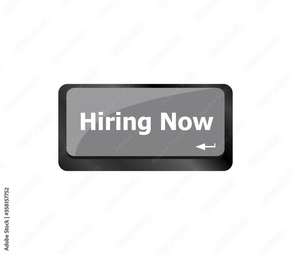 Hiring now Job concept. Computer keyboard key Hiring now Job concept. Computer keyboard key
