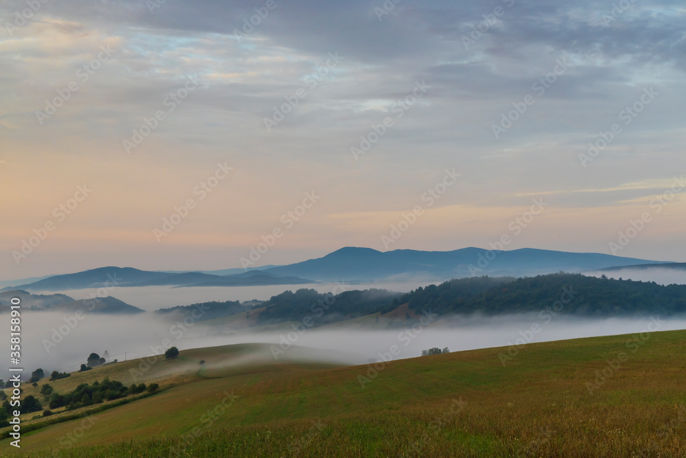 Morning fog under Vihorlat, Slovakia Morning fog under Vihorlat, Slovakia