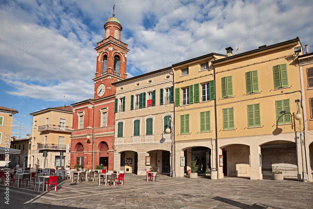 Russi, Ravenna, Emilia-Romagna, Italy: view of the Dante square in the old town of the ancient Italian city