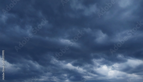 Blue and gray dramatic mammatus clouds