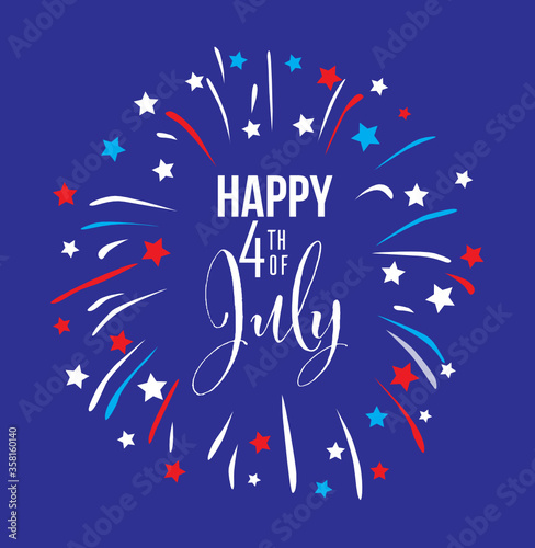 Happy Fourth of July Illustration on a Blue Background