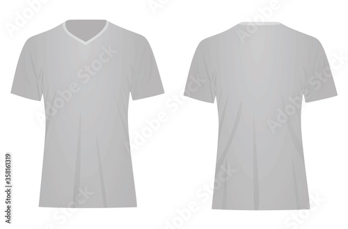 Grey v neck t shirt. vector illustration