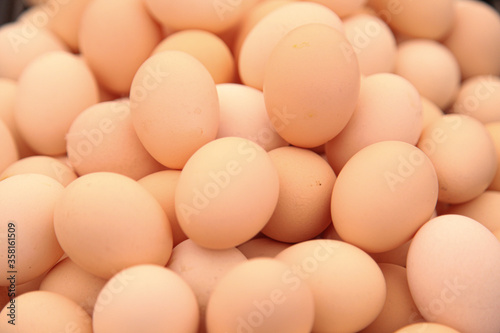 Fresh pink farm eggs, organic product